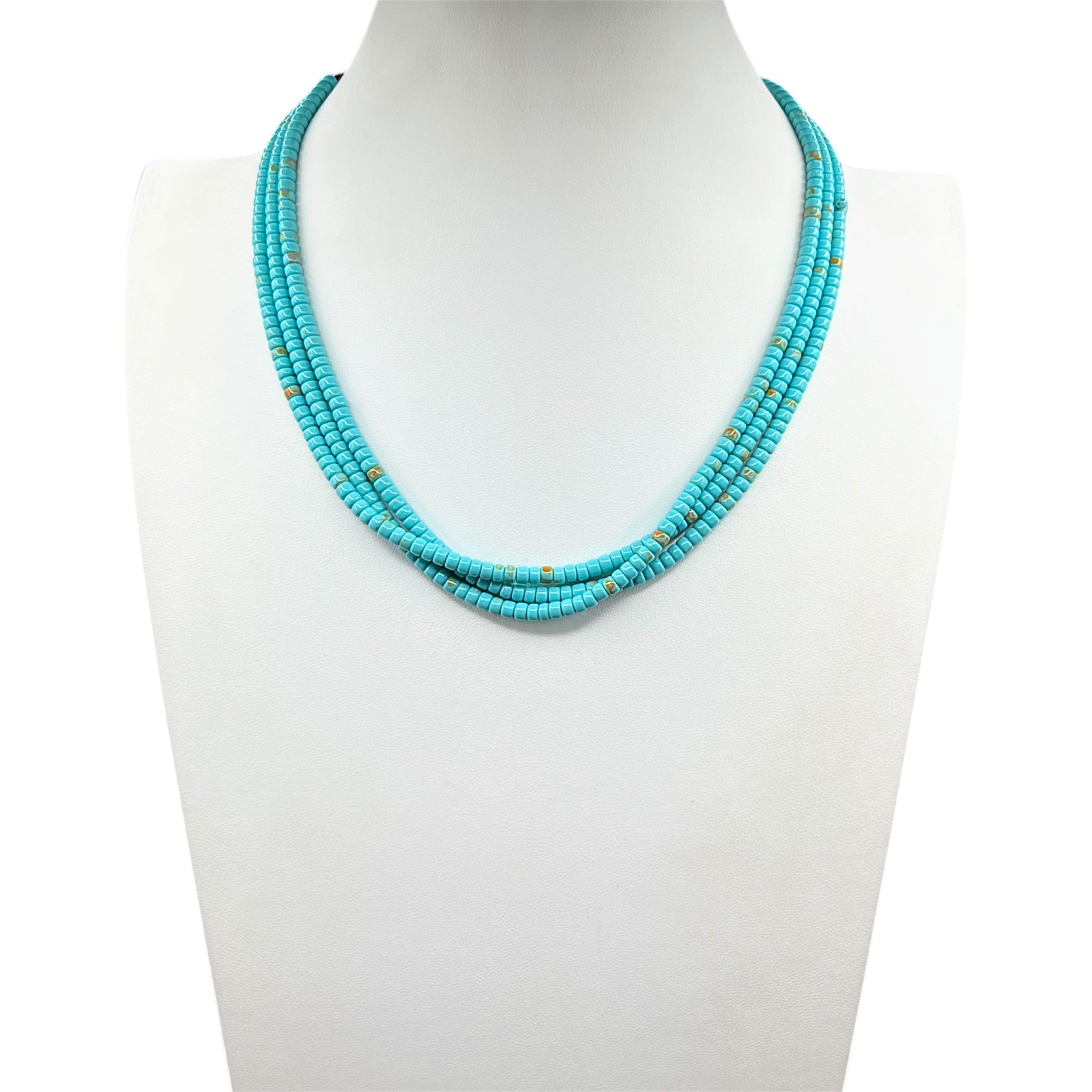 Turquoise Three Strand Heishi Necklace Santo Domingo