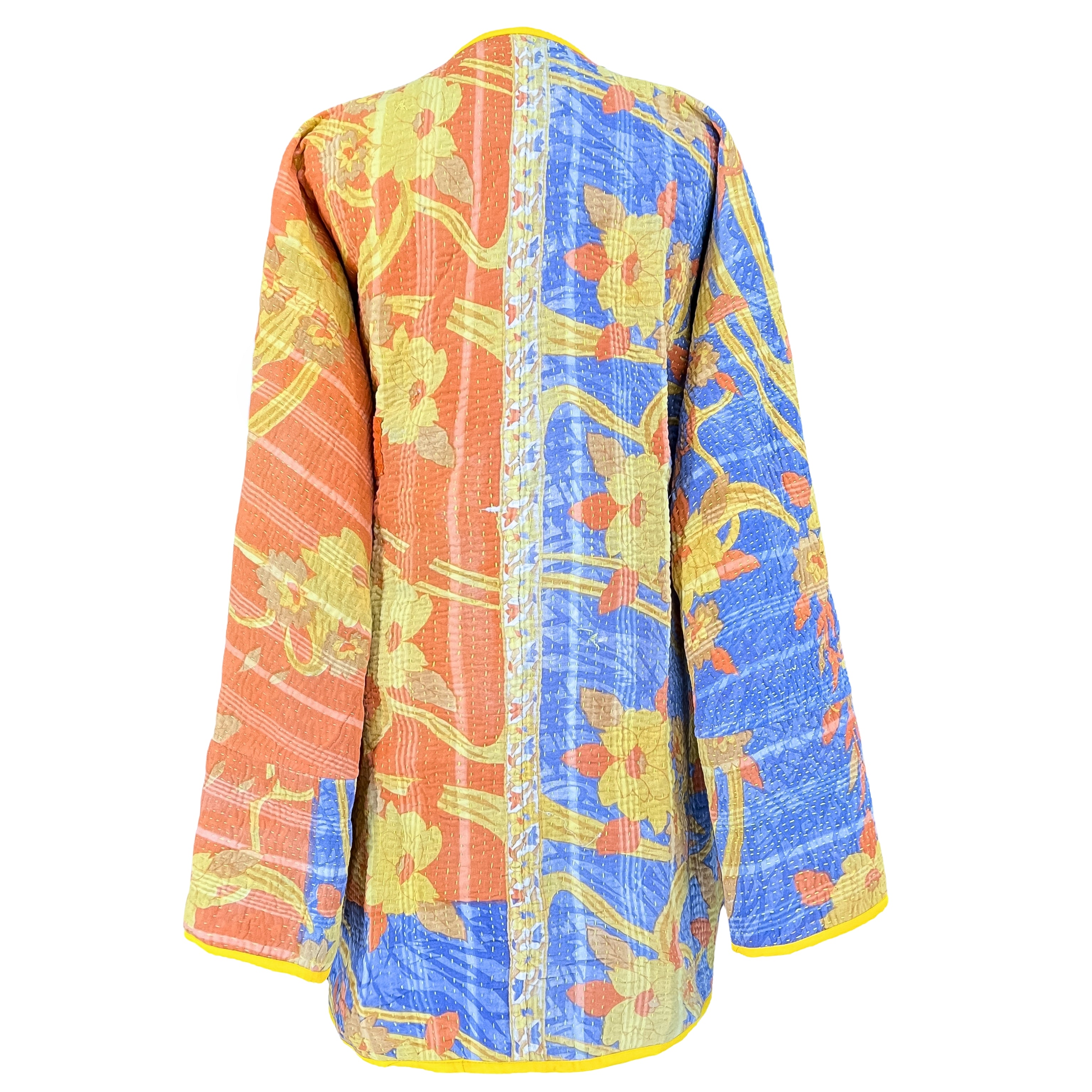 Peela Cotton Kantha Coat One of a Kind