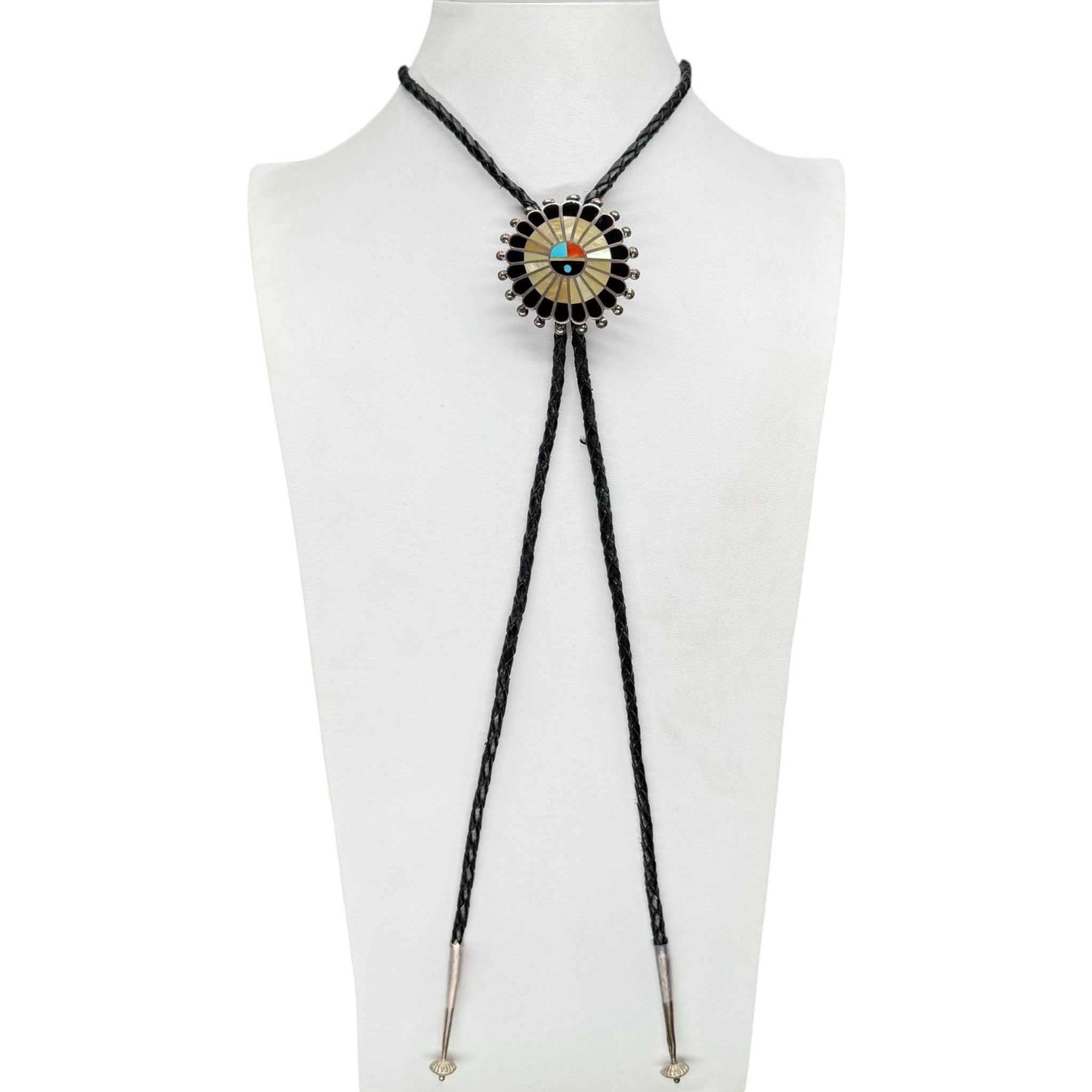 Zuni Sunface Vintage Silver Bolo Tie