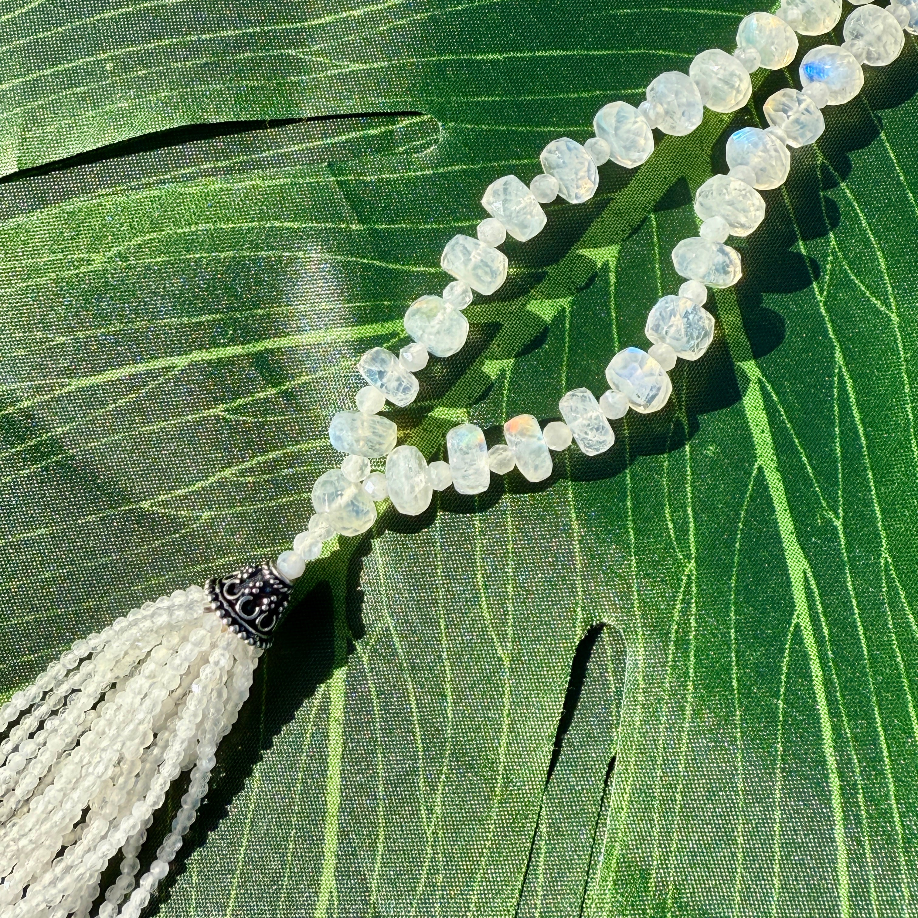 Semi Precious Moonstone Faceted Mala