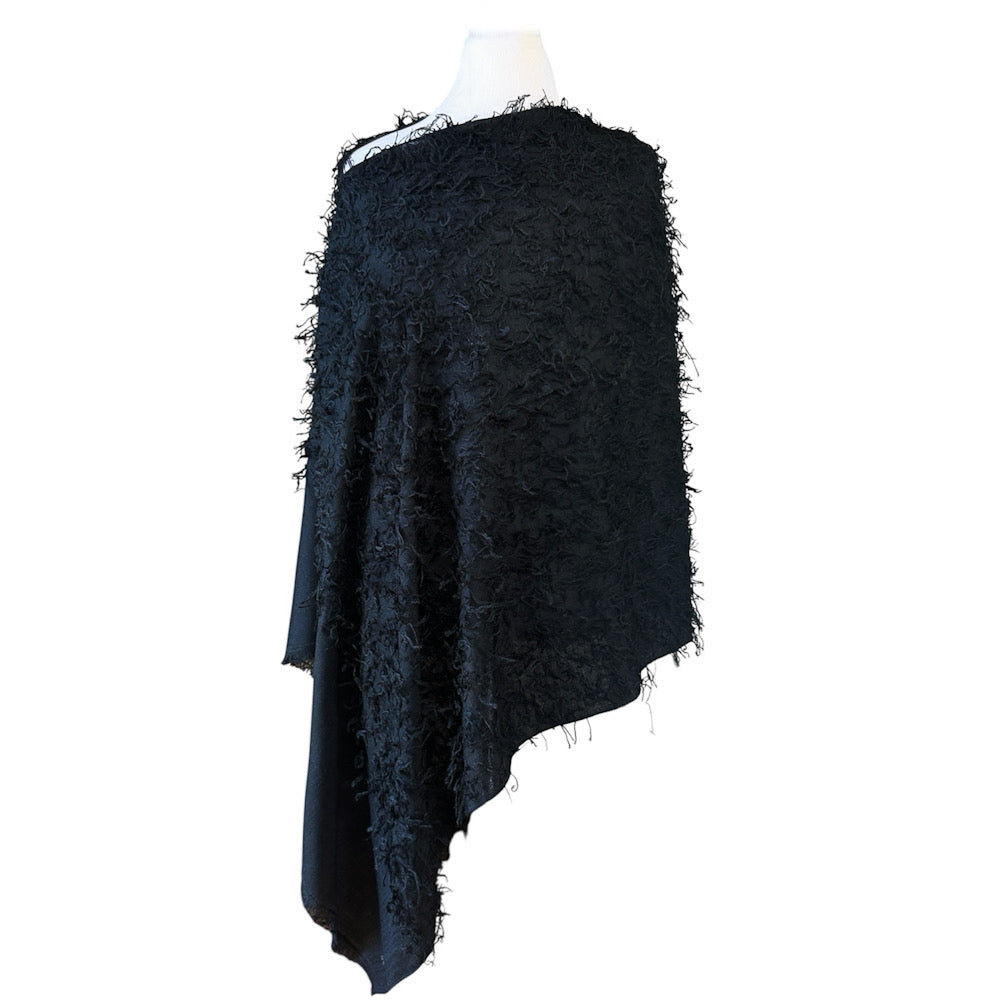 Feathered Kashmiri Black Pashmina Shawl One of a kind