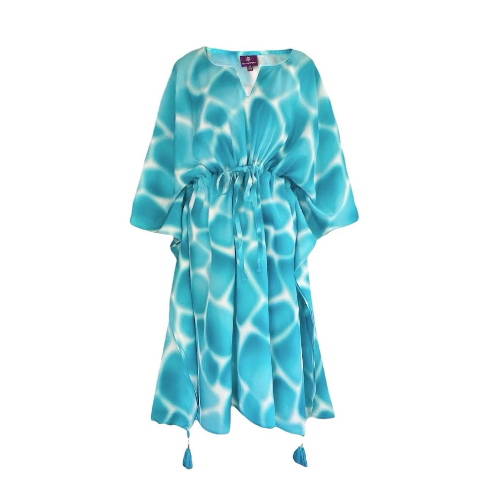 Zirafa Giraffa Seafoam Italian Silk Midi Kaftan Dress