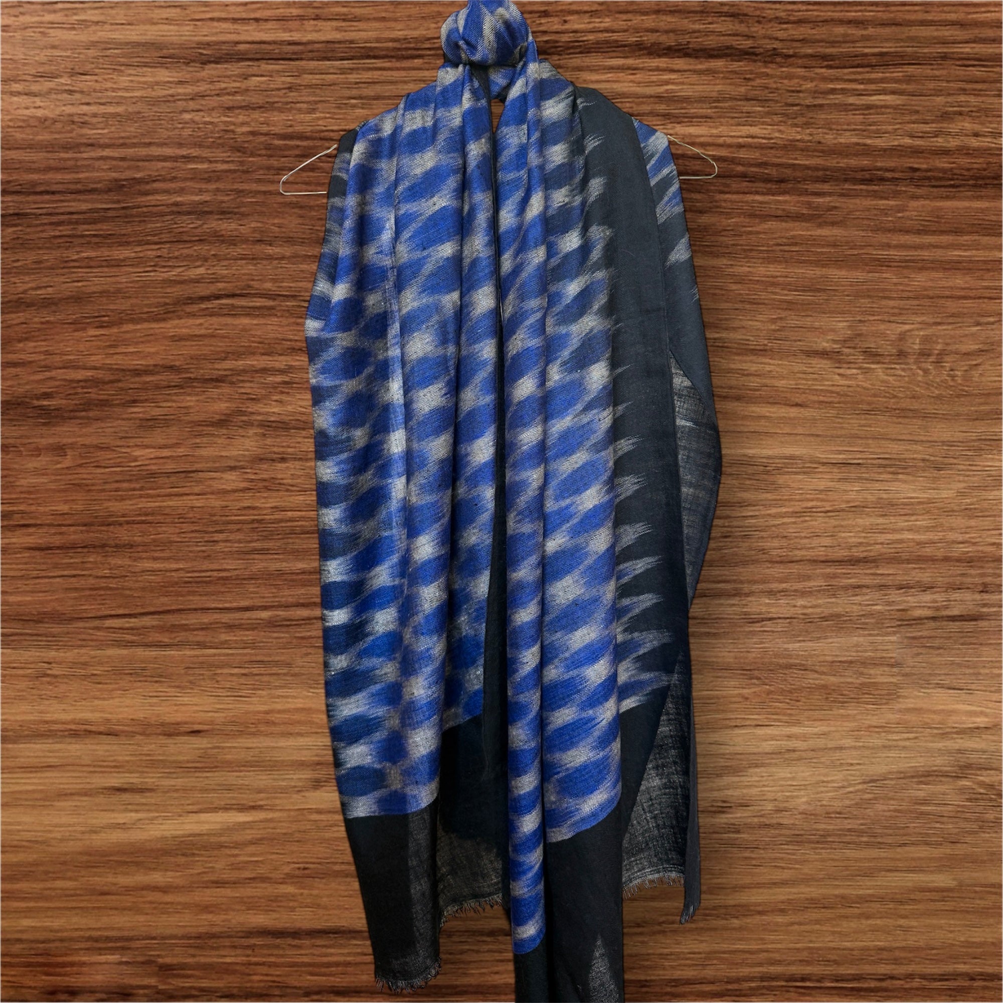 Netrani Navy Ikat Pashmina Shawl One of A Kind