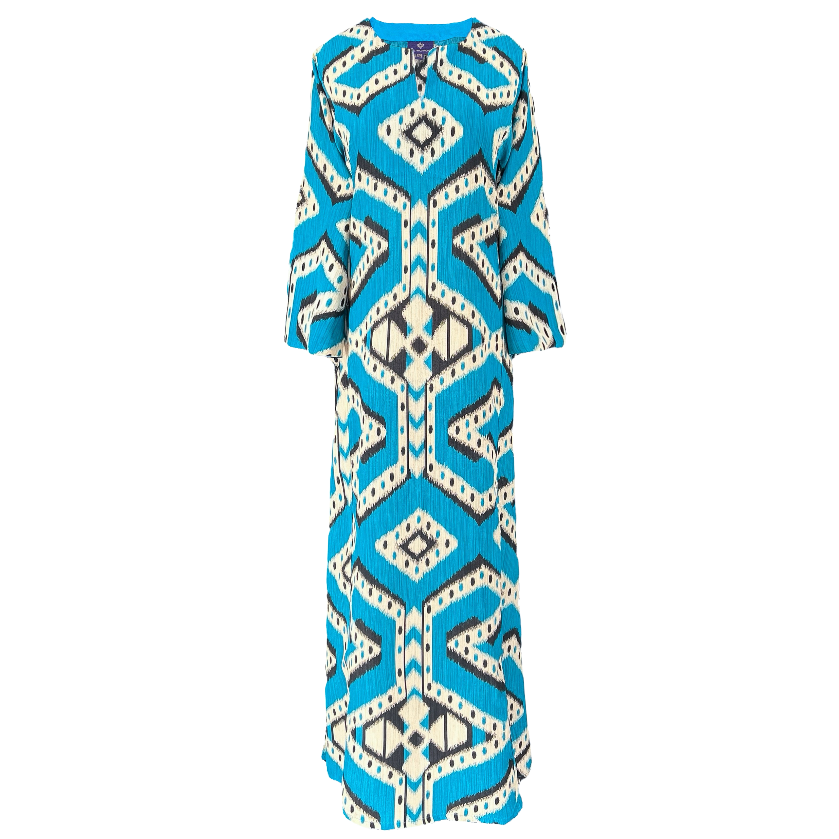 Bukhara Blue Ikat Italian Silk Tunic Dress