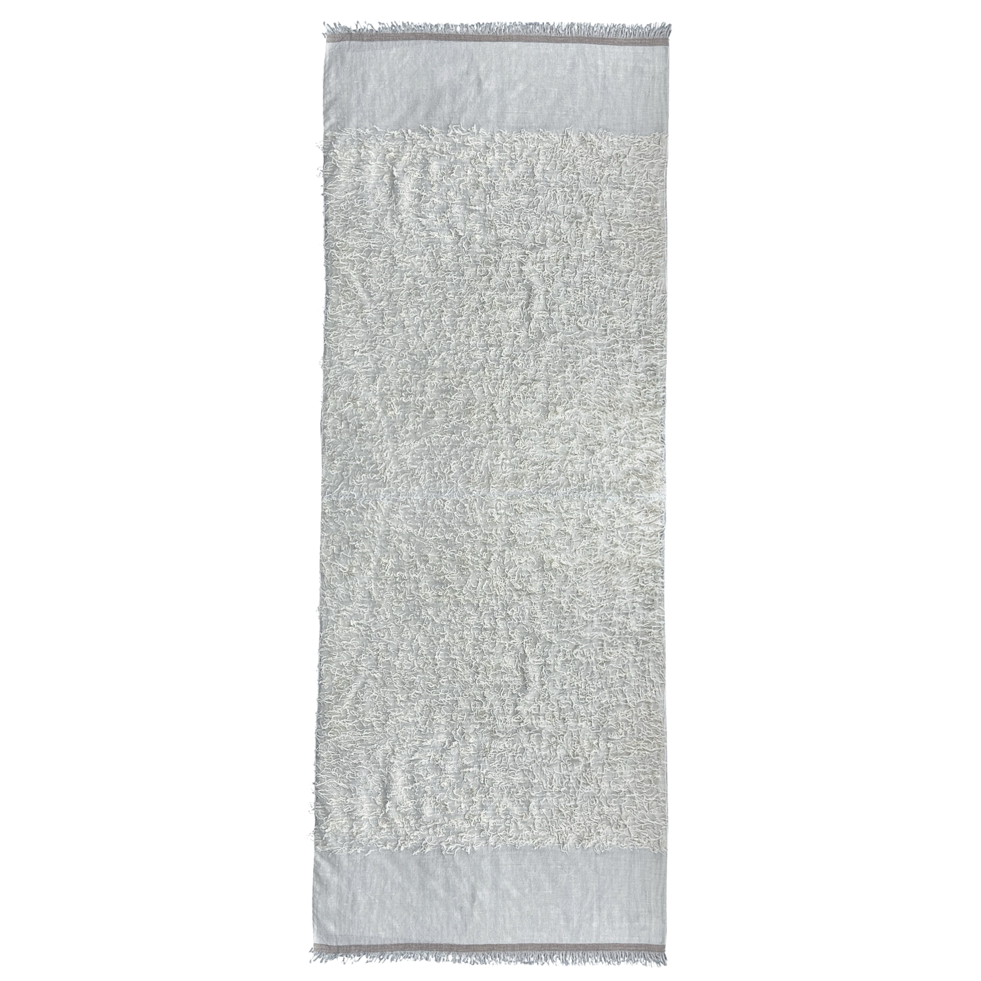 Ecru Feathered Pashmina Shawl Hand Woven One of a Kind