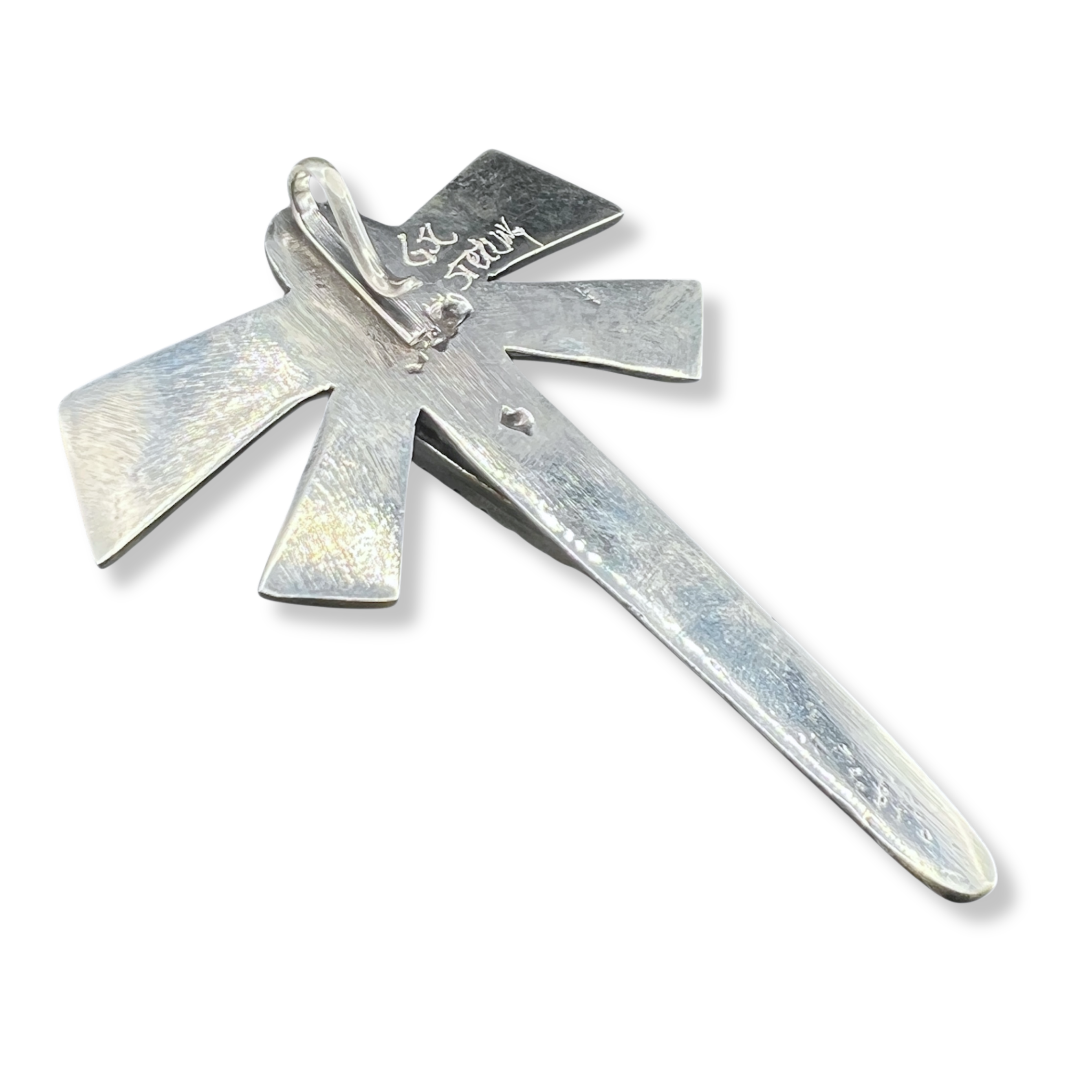 Sleeping Beauty Turquoise and Sterling Silver Navajo  Dragonfly Necklace