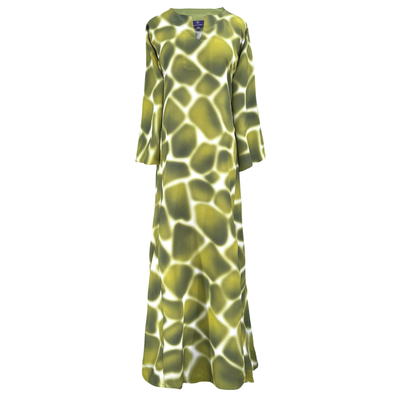 Zirafa Giraffa Olive Italian Silk Long Tunic Dress