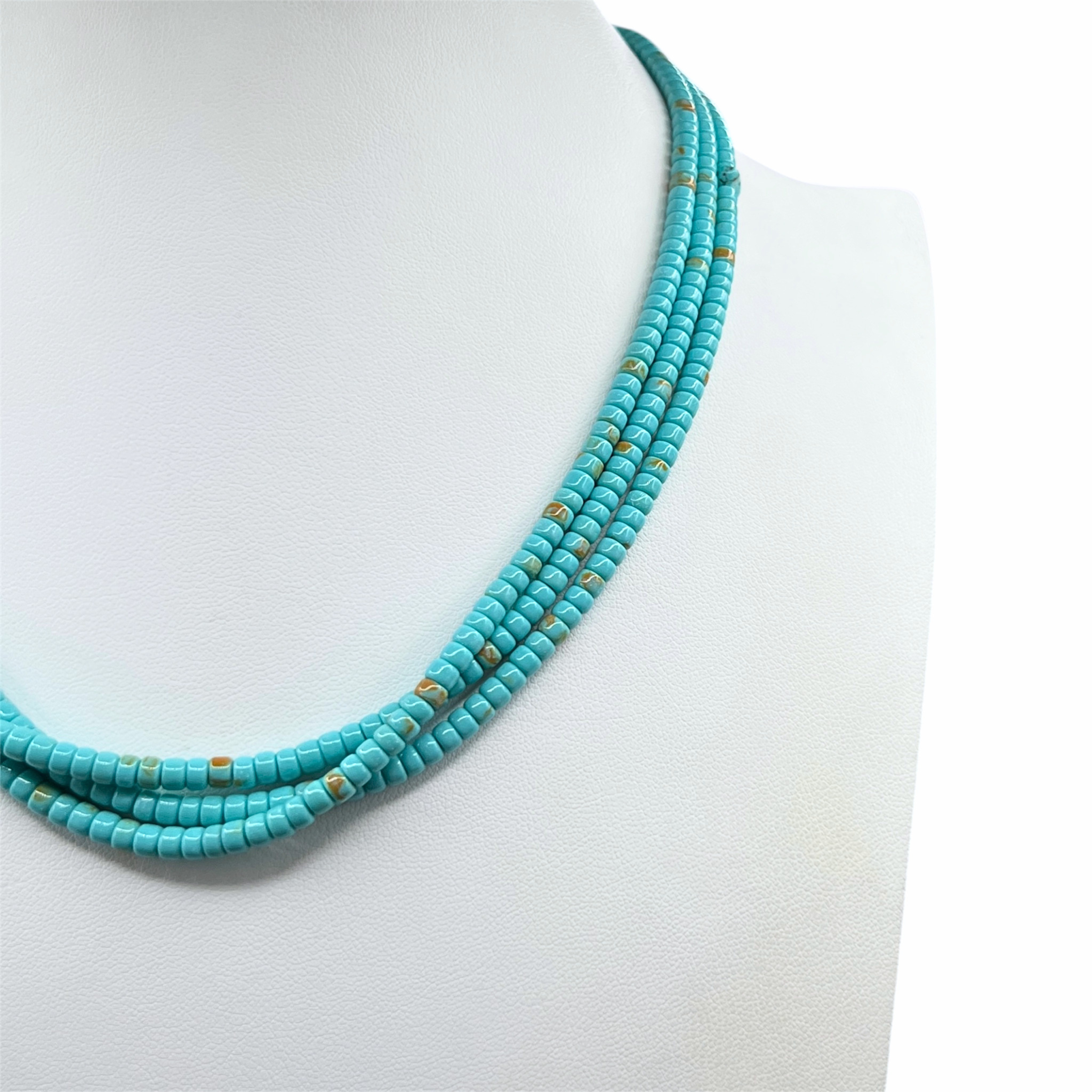Turquoise Three Strand Heishi Necklace Santo Domingo