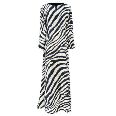 Zebra Carbone Italian Silk Long Tunic Dress