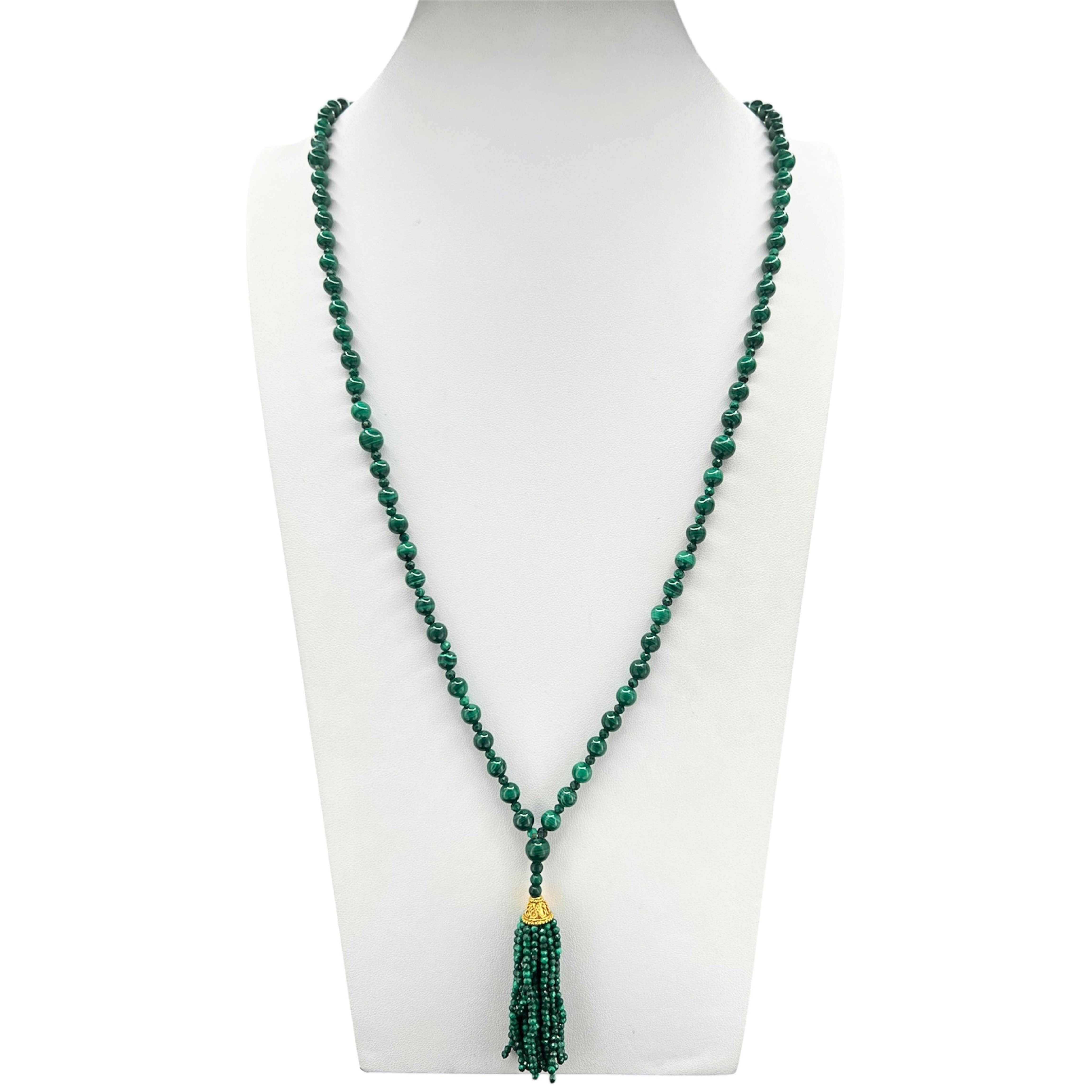 Rare Malachite Mala Tassel Necklace