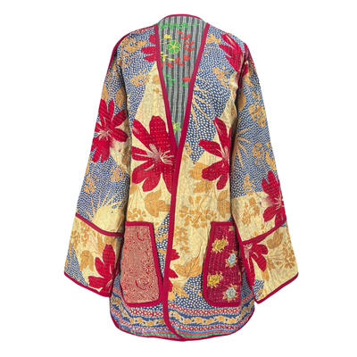 Bengal Boho Floral Kantha Coat One of a Kind