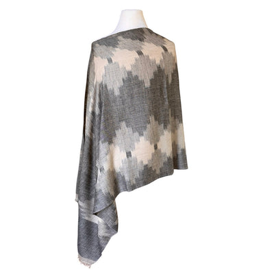 Nancowry Neutral Ikat Pashmina Shawl One of a Kind