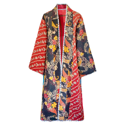 Amajar Cotton Vintage Quilted Kantha Coat ONE OF KIND