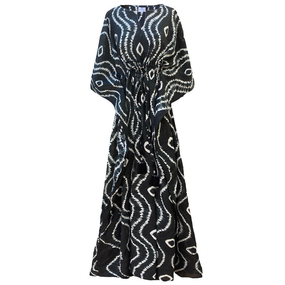 Dracarys Black Shibori Maxi Kaftan