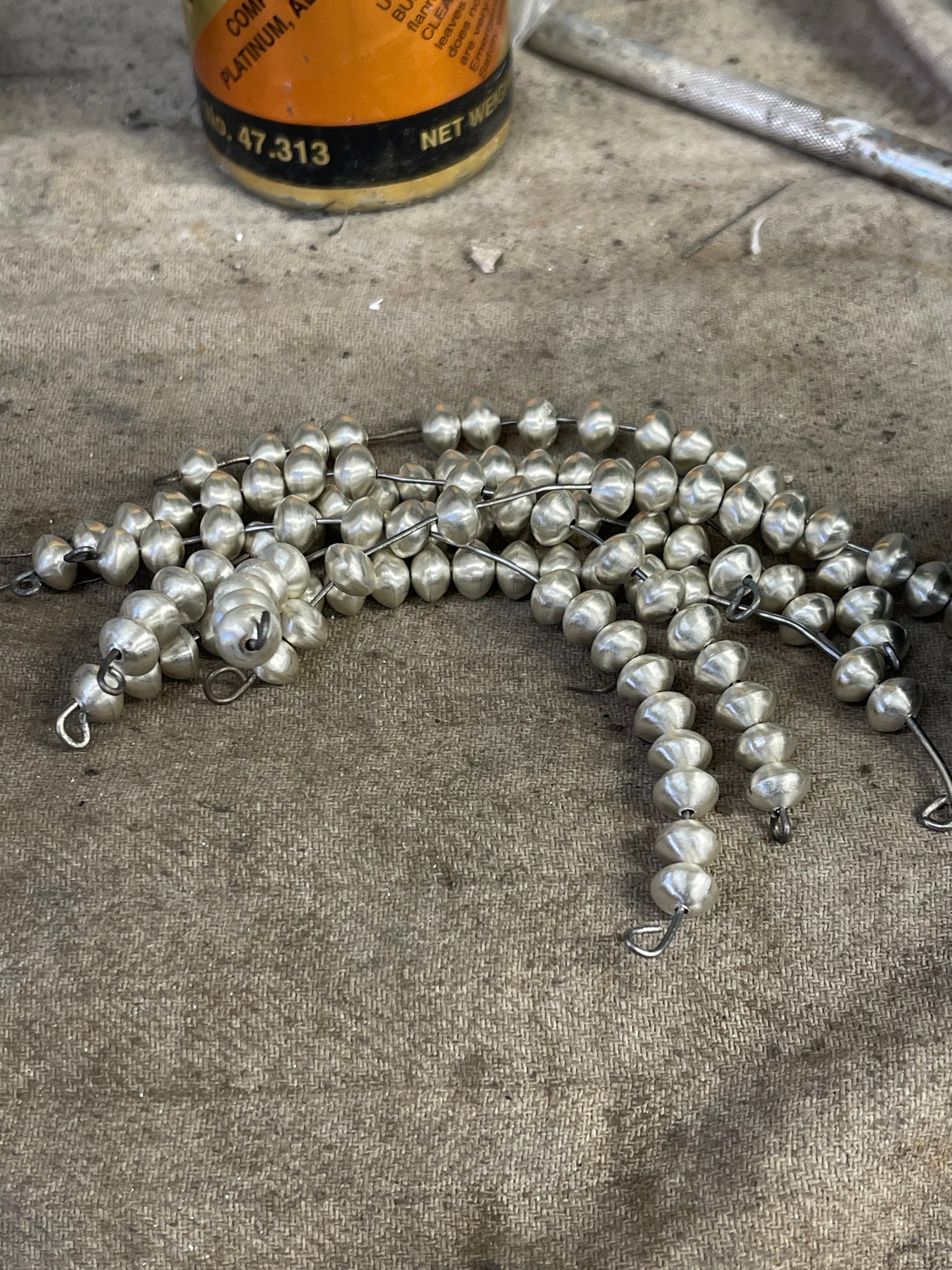 Sterling Sliver Hand Made Navajo Pearls 24"