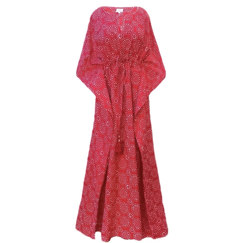 Ronnie Red Maxi Cotton Kaftan