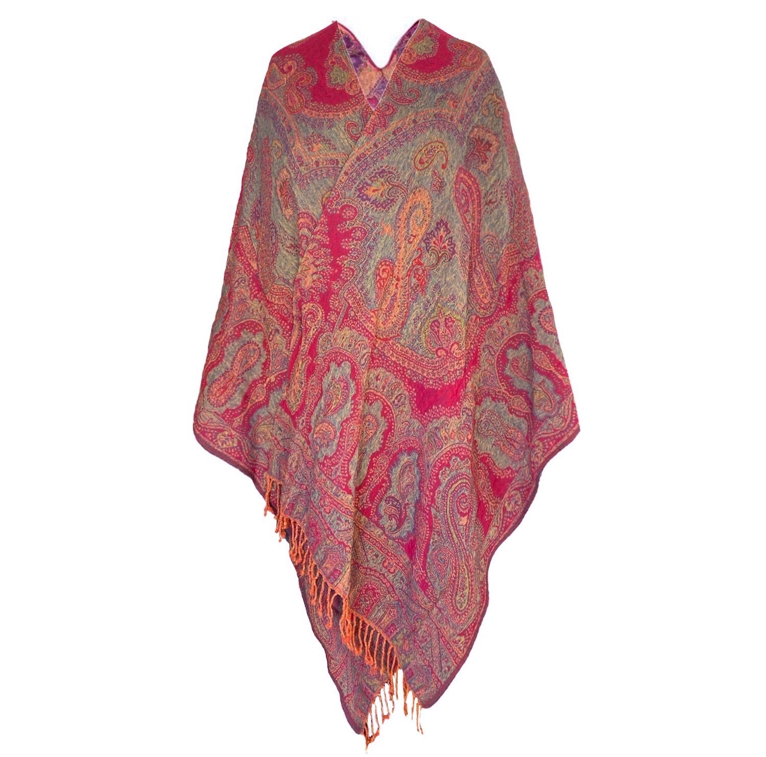 Celesia Paisley Boiled Wool Poncho