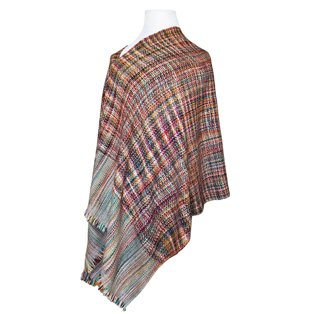 Pink Madras Plaid Pashmina Shawl One of a Kind