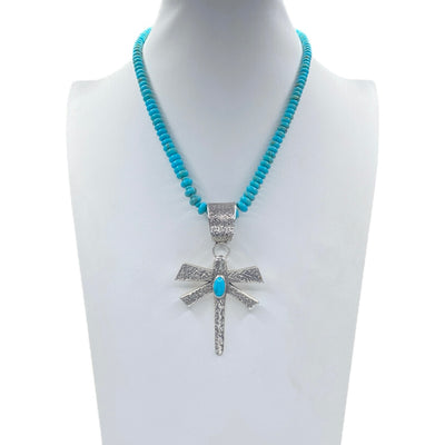 Sleeping Beauty Turquoise Necklace and Silver Tufa Cast Dragonfly