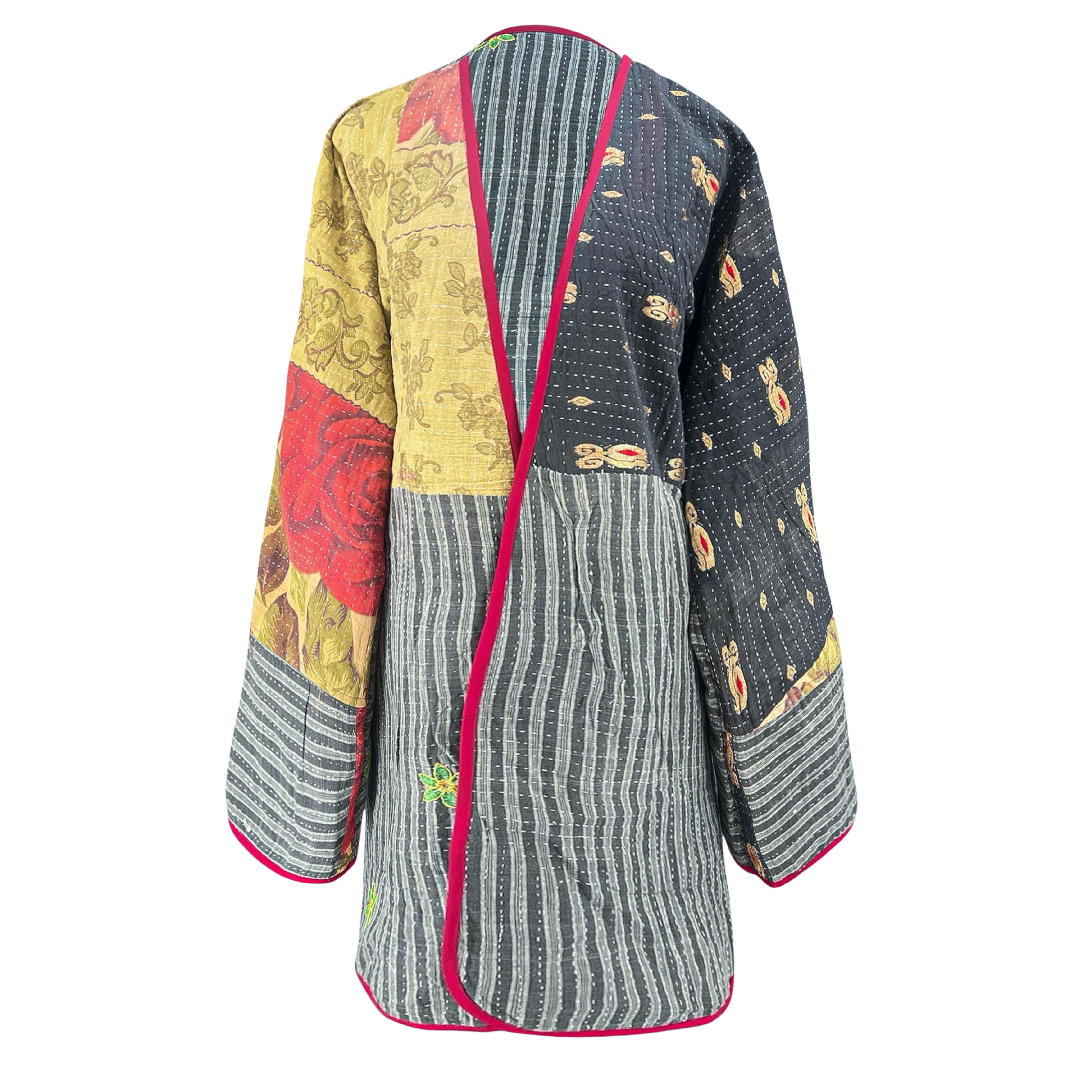Bengal Boho Floral Kantha Coat One of a Kind