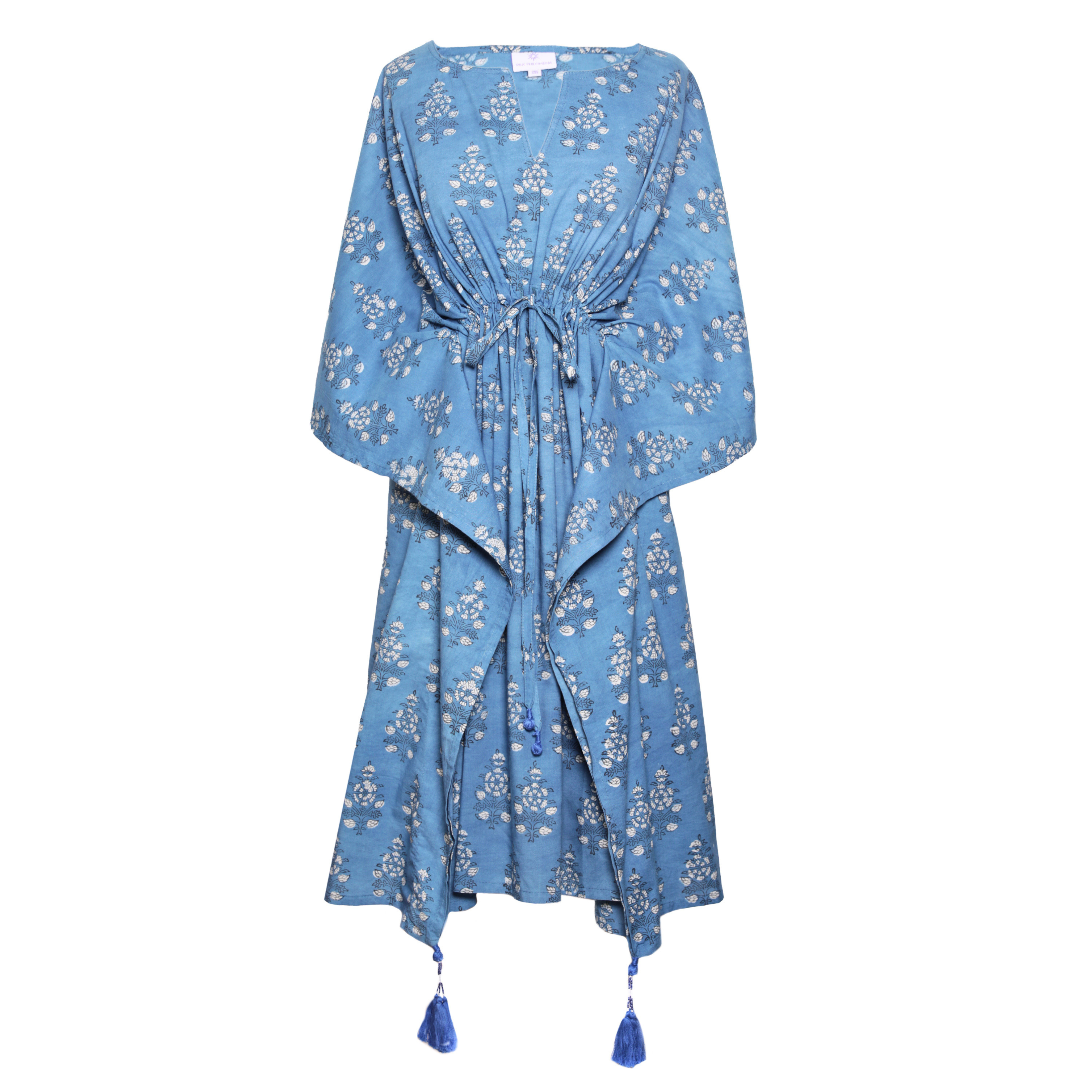 Francesca French Blue Midi Kaftan Dress Natural Indigo Dyes