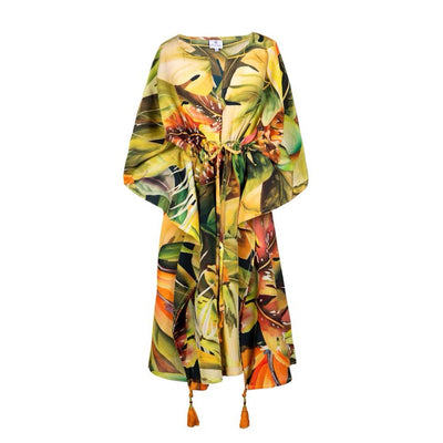 Tutti Frutti Italian Silk Midi Kaftan Dress