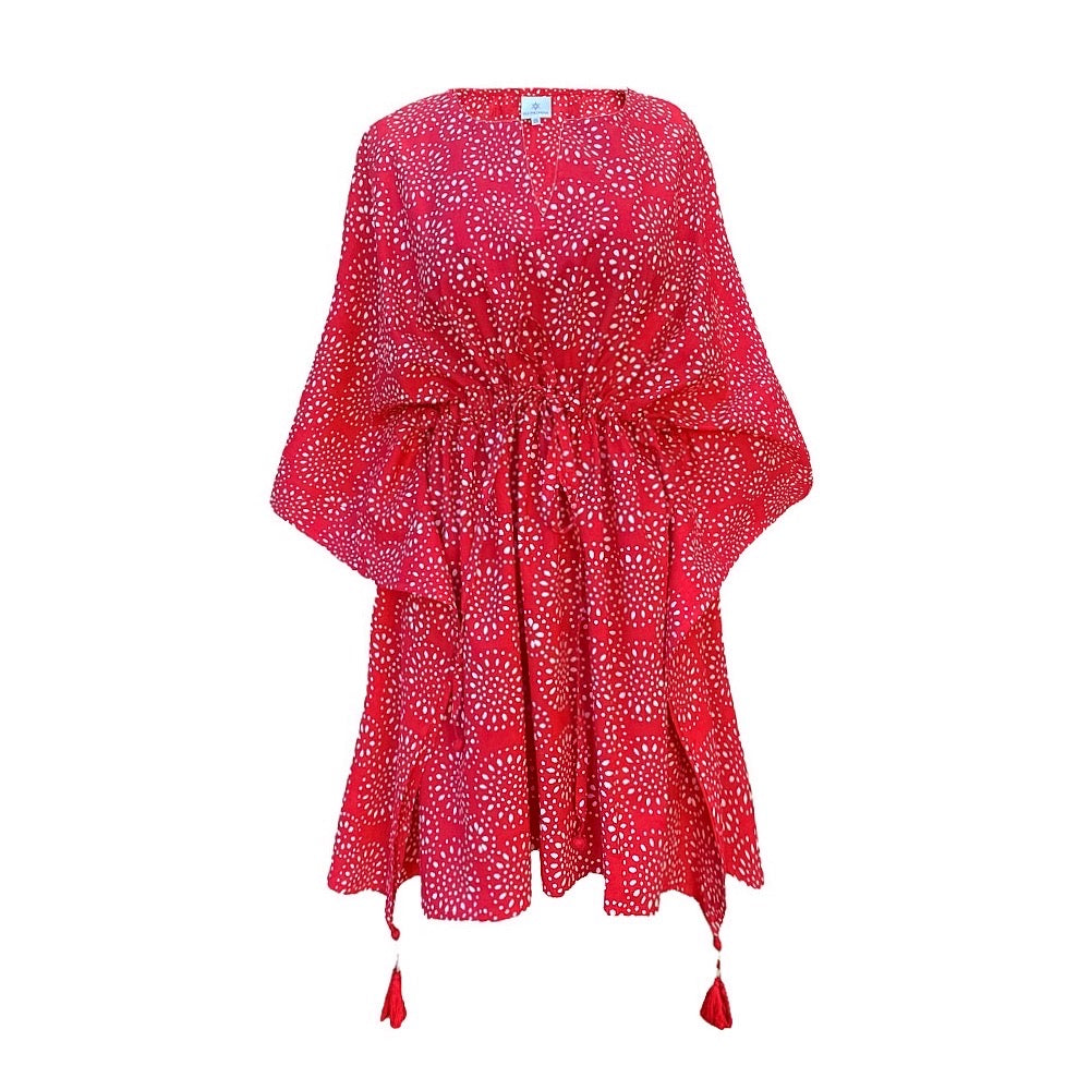 Ronnie Red Midi Cotton Kaftan