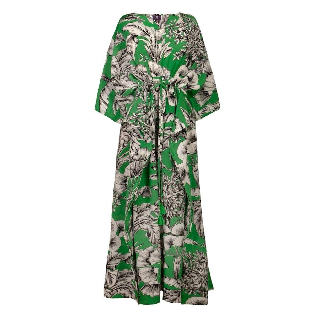 Giardino Verde Italian Silk Maxi Kaftan