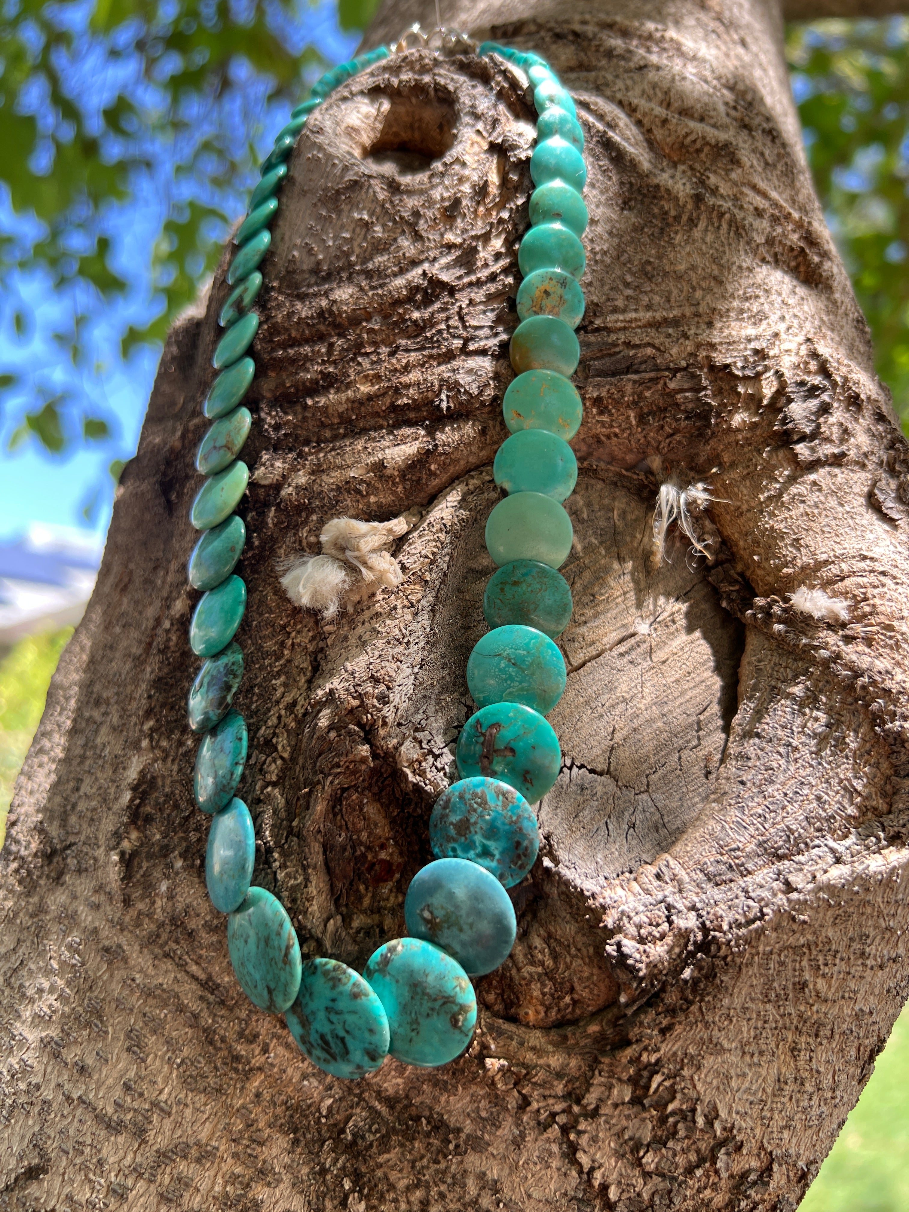 Rare Royston Turquoise Disc Necklace Santo Domingo