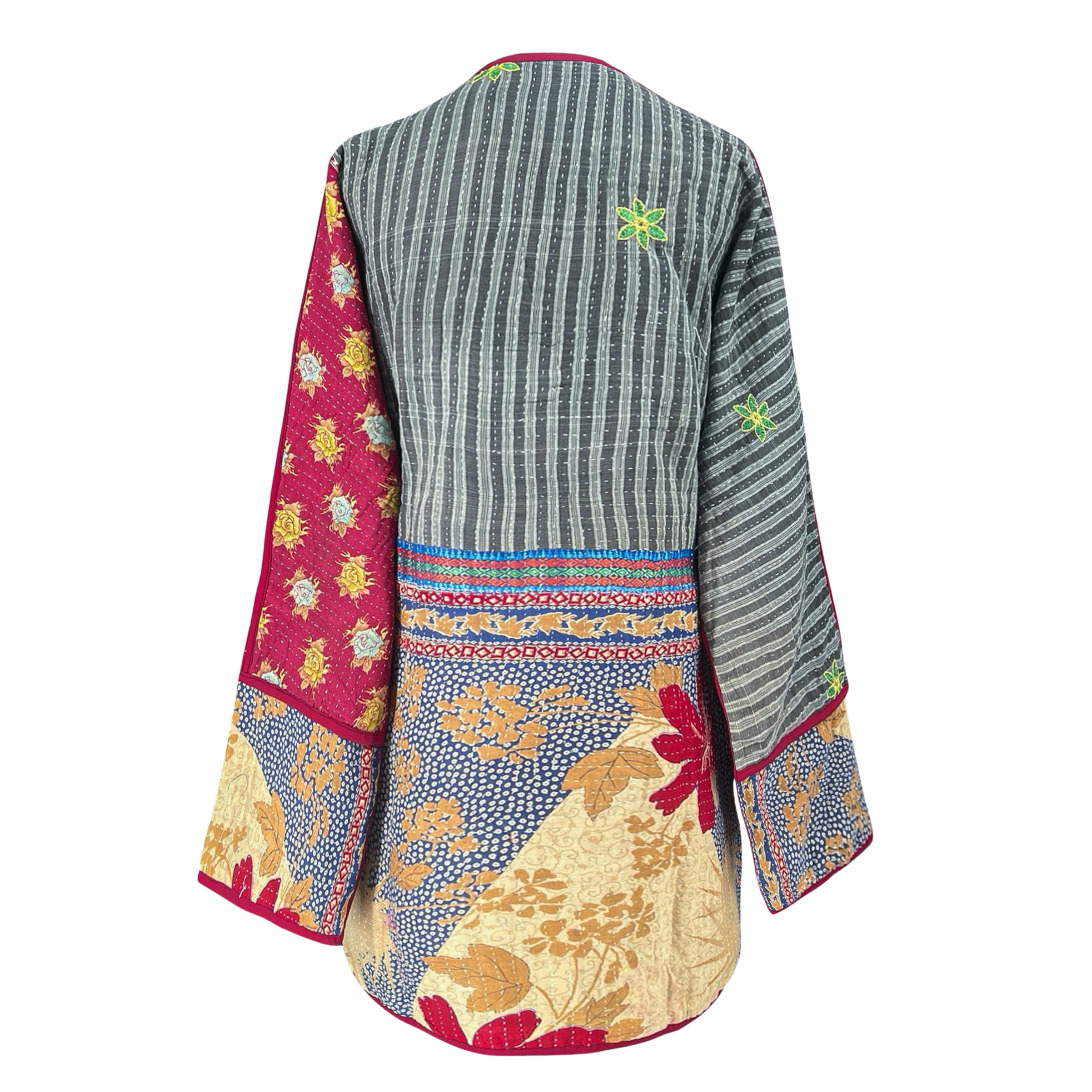 Bengal Boho Floral Kantha Coat One of a Kind