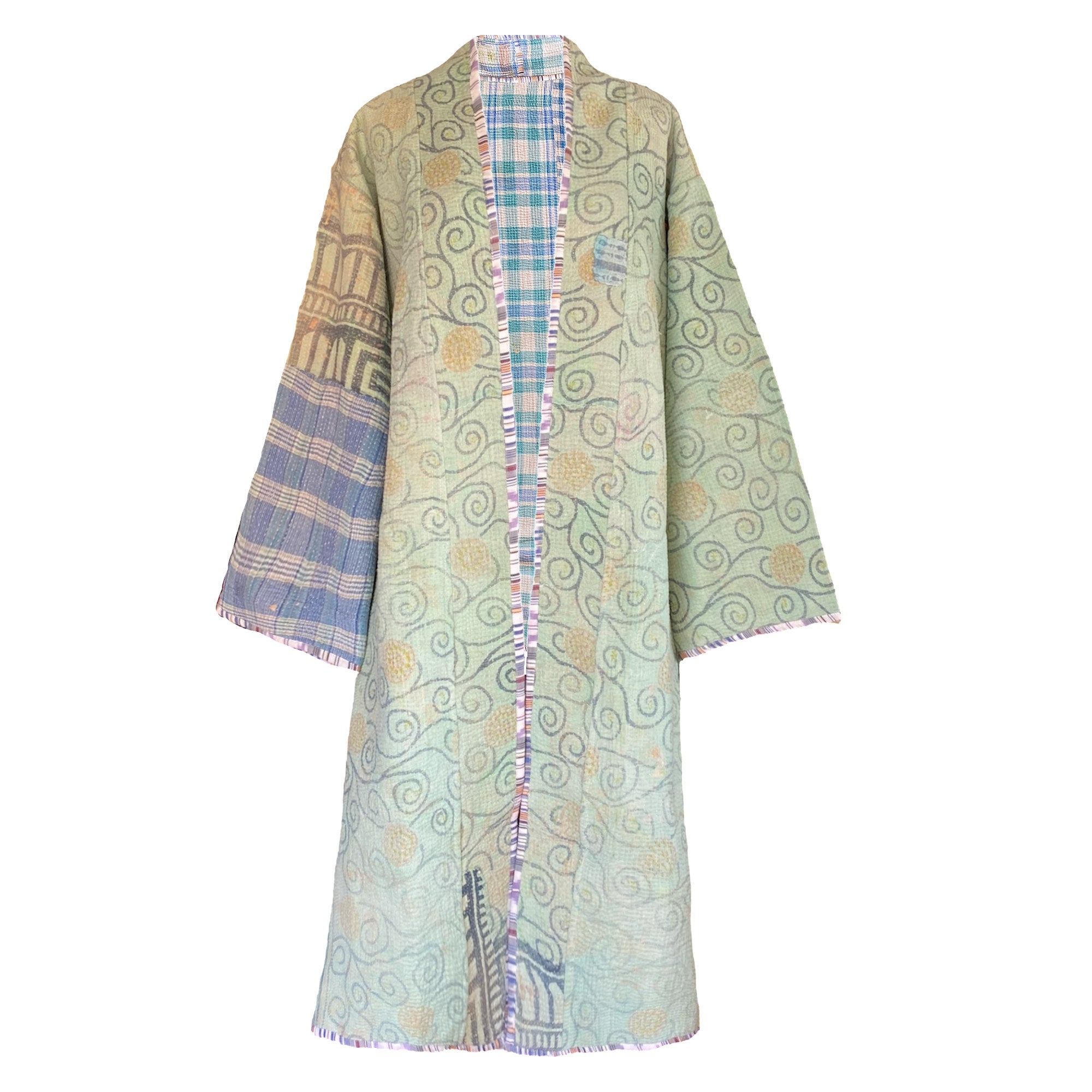 Inderpal Cotton Vintage Quilted Kantha Coat ONE OF KIND