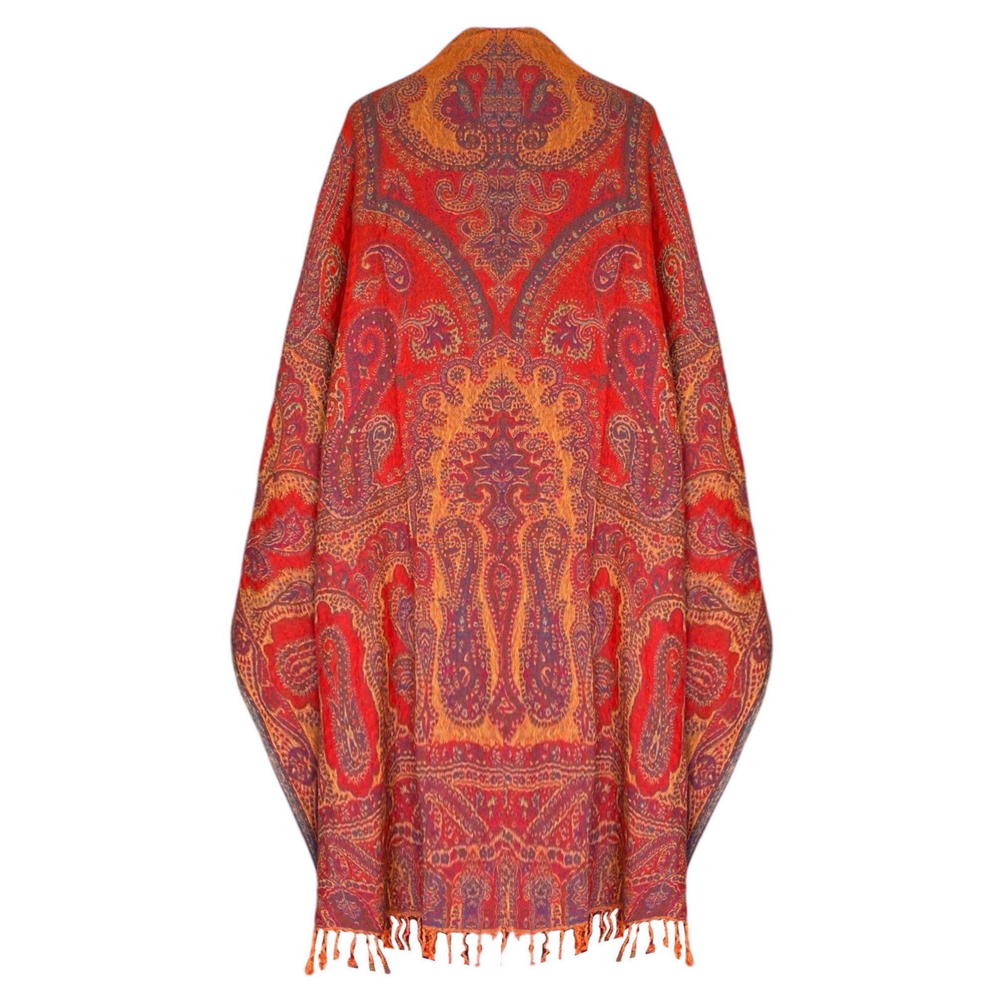 Medici Paisley Wool Wrap Poncho