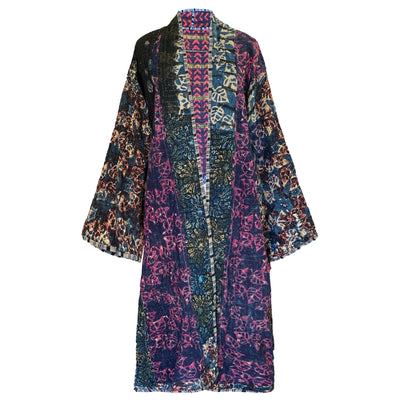 Rahar Indigo Cotton Vintage Quilted Kantha Coat ONE OF KIND