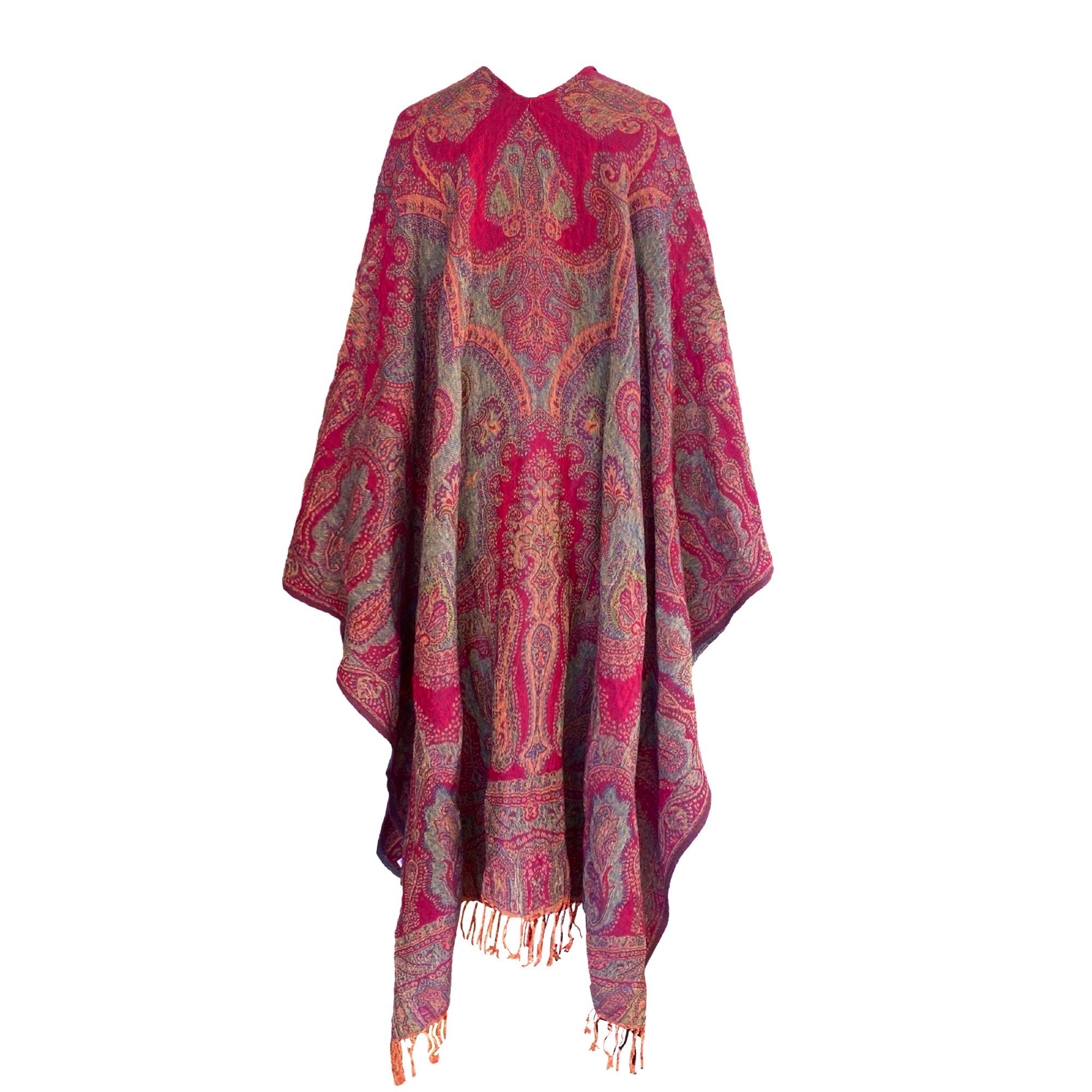 Celesia Paisley Boiled Wool Poncho