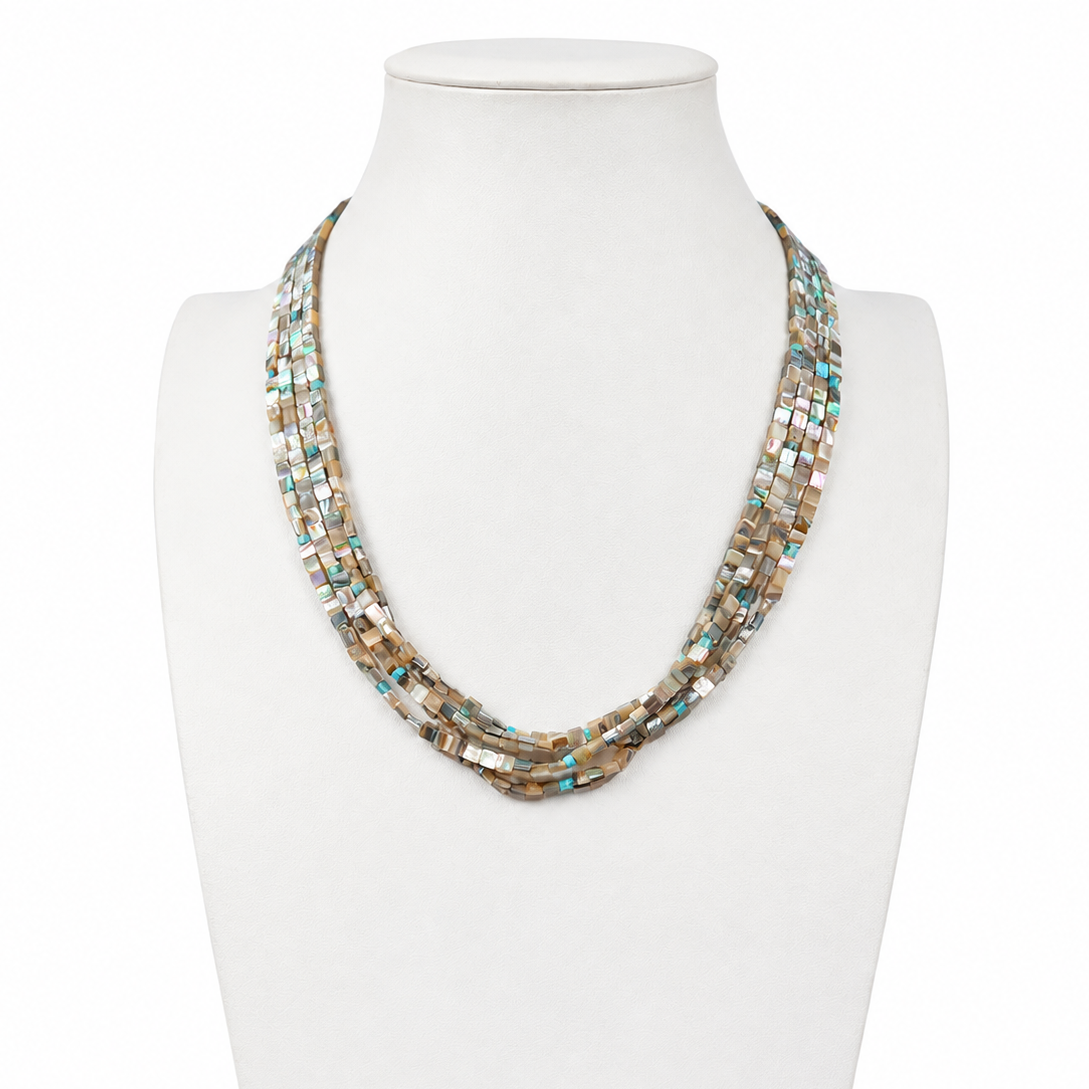 Abalone, Turquoise, and Heishi Shell Santo Domingo Necklace