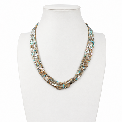 Abalone, Turquoise, and Heishi Shell Santo Domingo Necklace