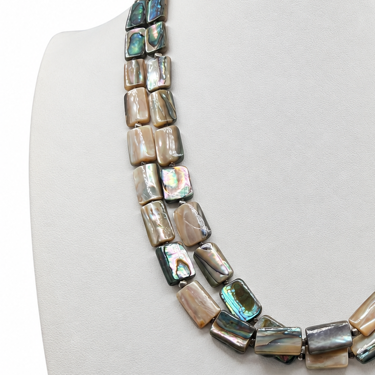 Abalone and Heishi Shell and Turquoise Necklace Santo Domingo