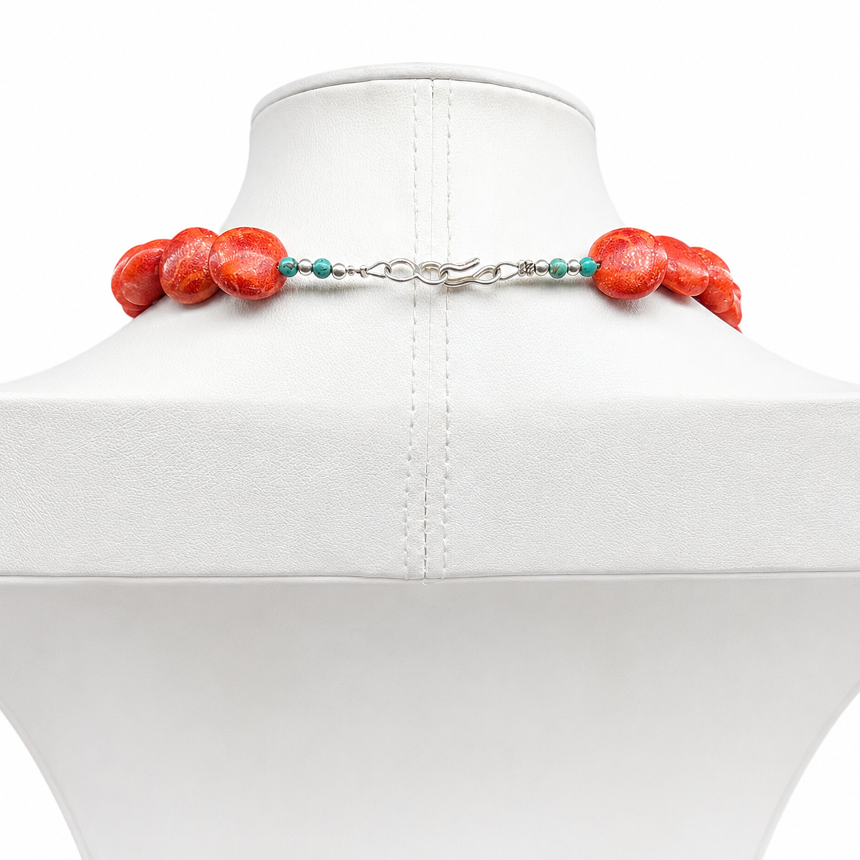 Apple Coral and Spiny Oyster Disc Necklace Santo Domingo
