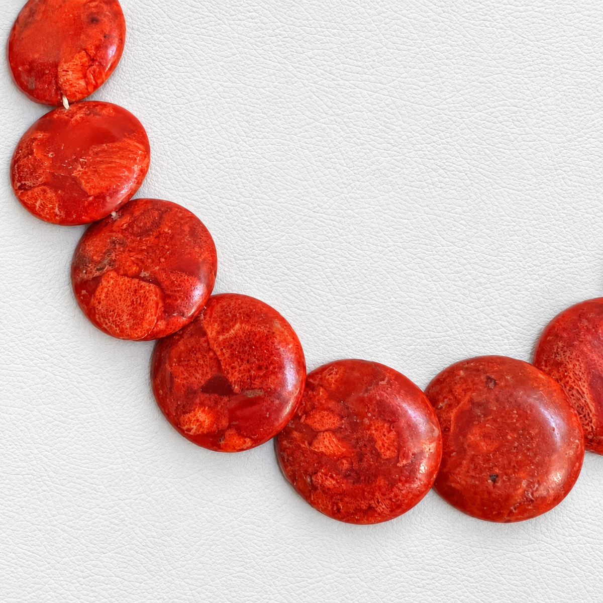 Apple Coral and Turquoise Disc Necklace Santo Domingo