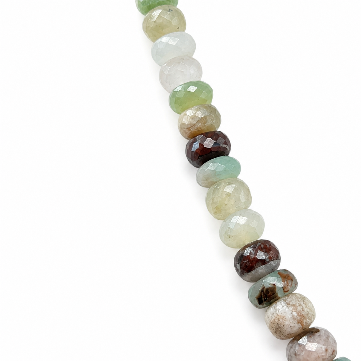Faceted Aqua Chalcedony Tassel Mini Mala Necklace
