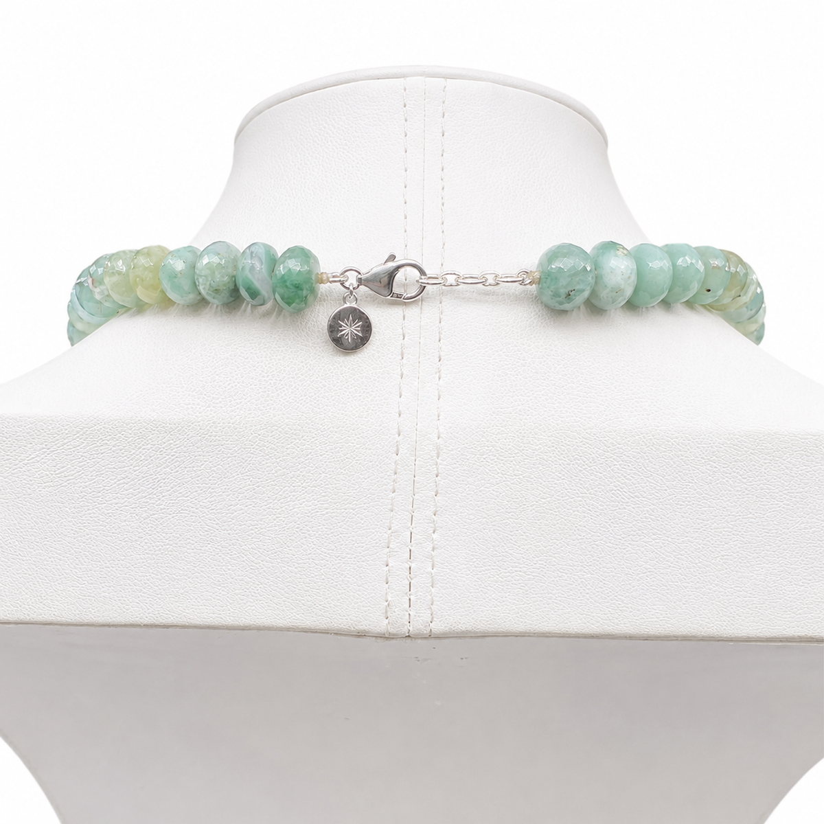 African Aqua Chalcedony  (Aquaprase) Faceted Choker Necklace