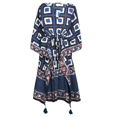 Bombay Blue Chai Midi Kaftan Natural Dyes ONLY ONE AVAILABLE