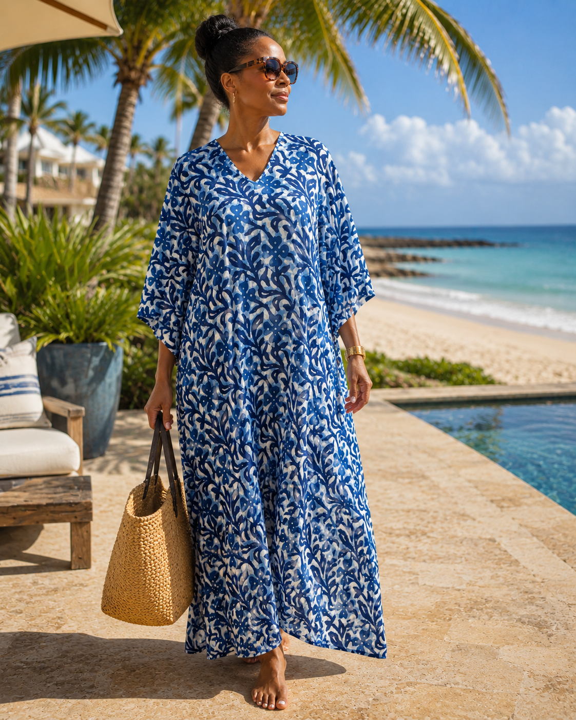 Isadora Pax Relax Indigo Kaftan Dress