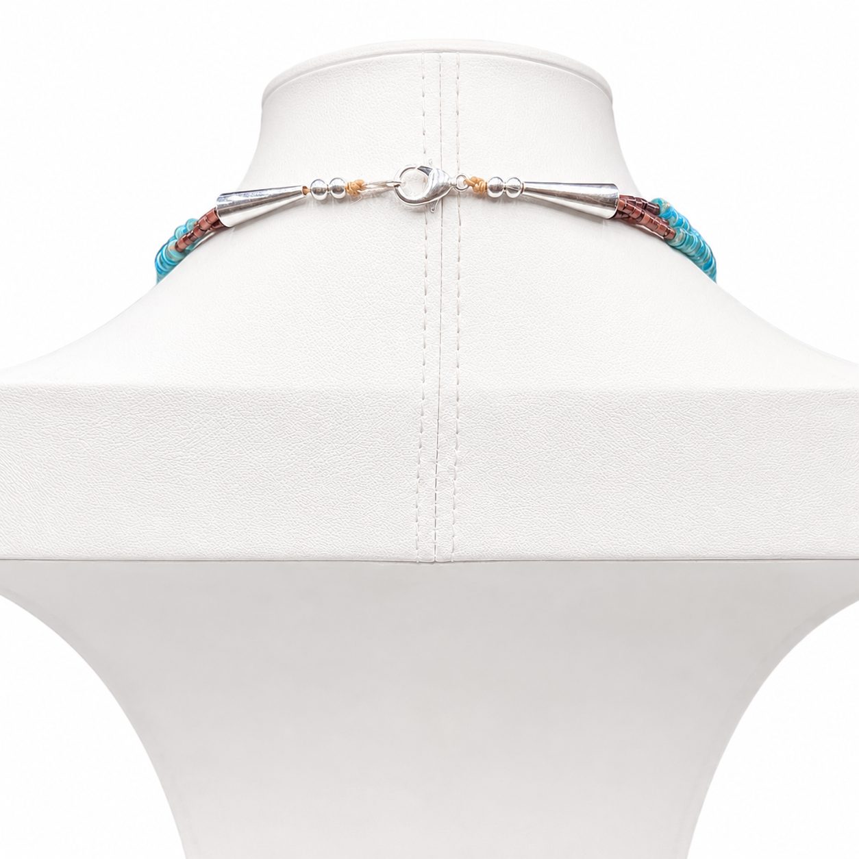 Turquoise, Orange Spiny Oyster, and Heishi Santo Domingo Necklace