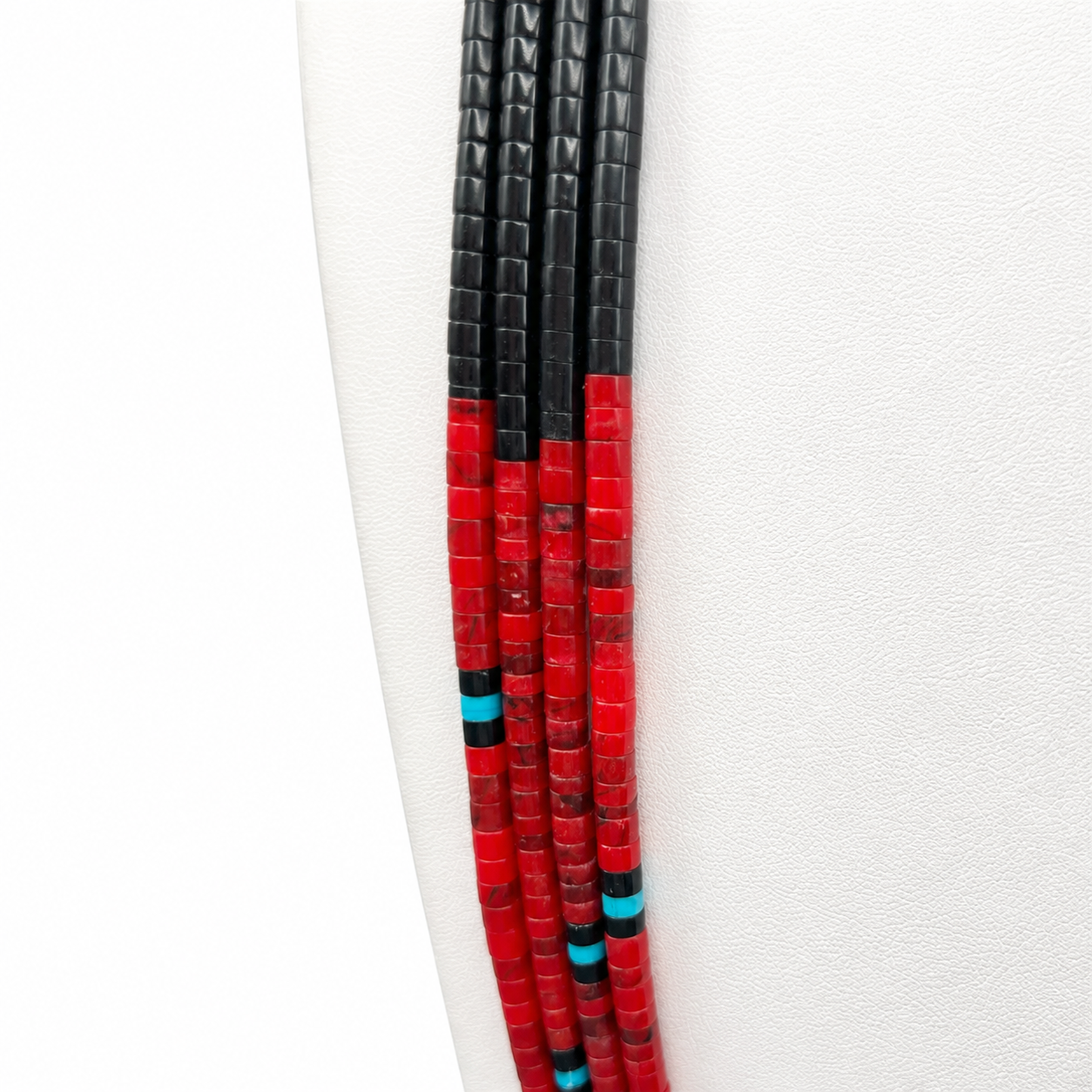 Apple Coral, Black Jet, and Turquoise Necklace Santo Domingo