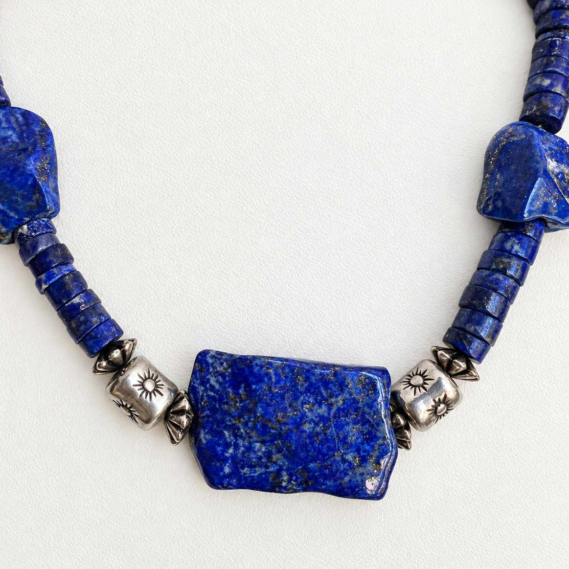 Chunky Lapis with Silver Necklace Santo Domingo