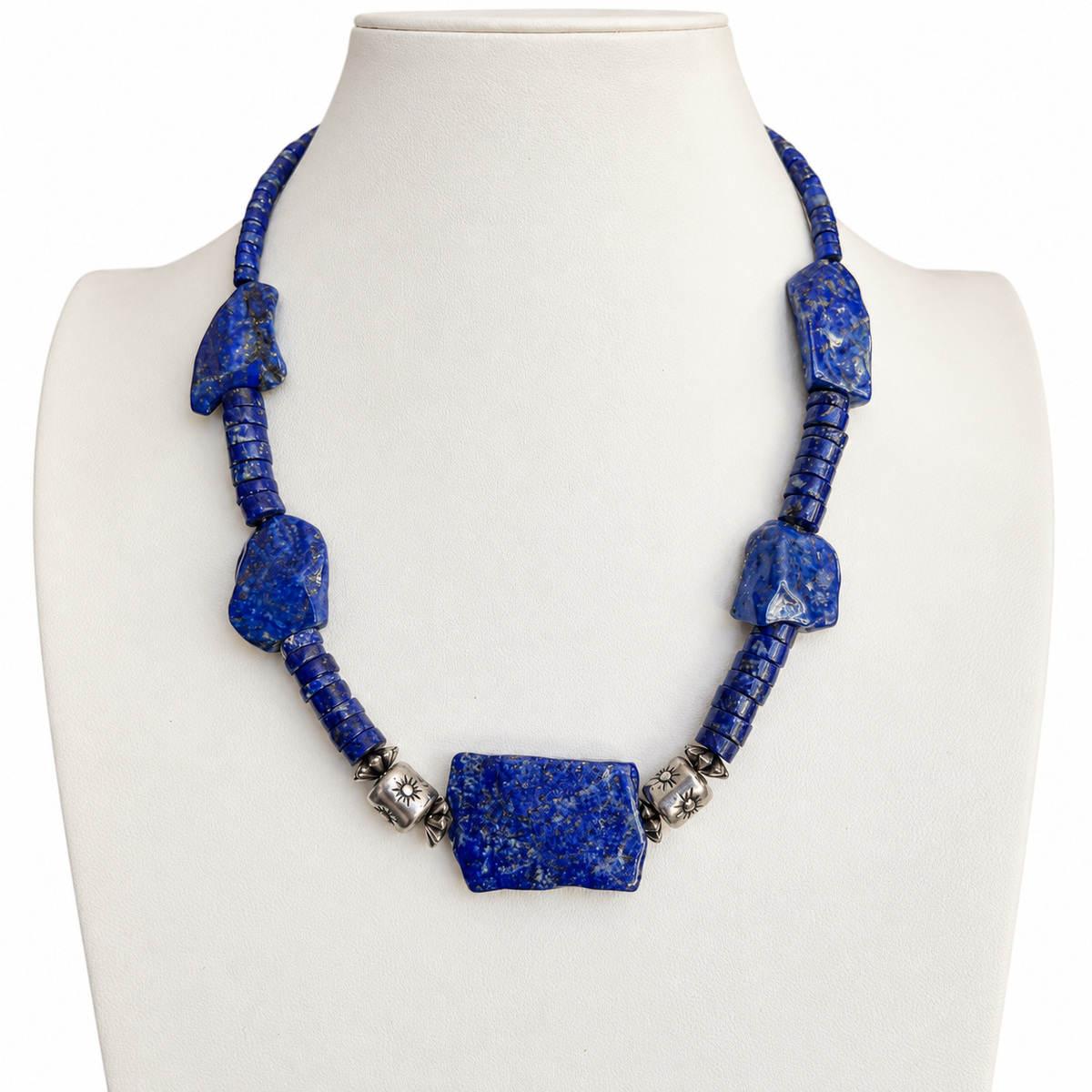 Chunky Lapis with Silver Necklace Santo Domingo
