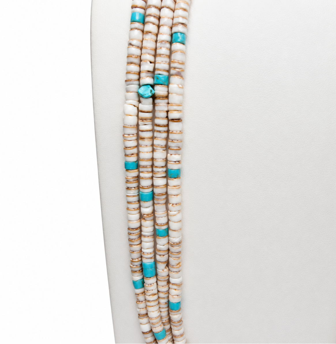 Turquoise and Clam Shell Heishi Santo Domingo Necklace