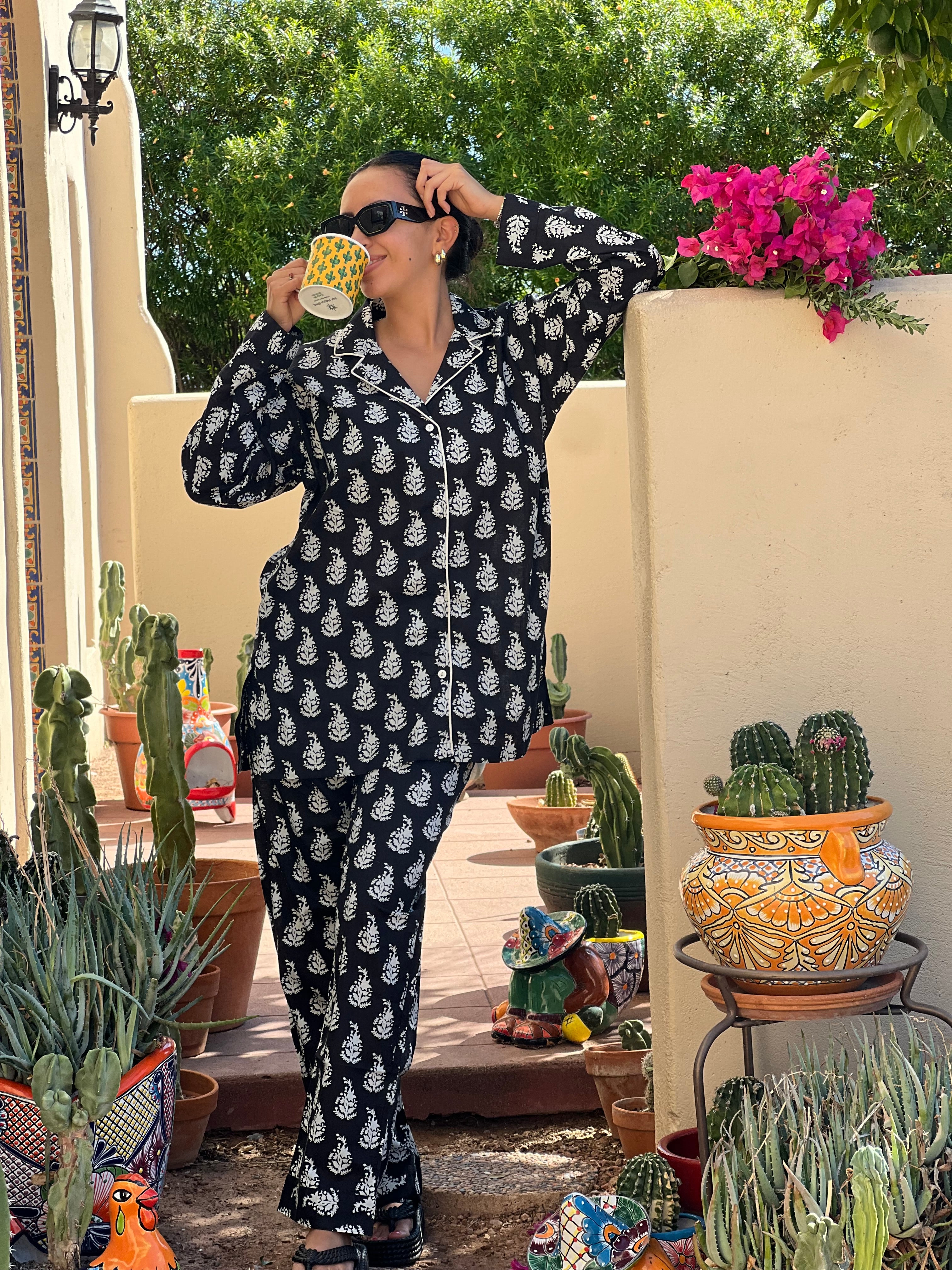 Luisa Obsidian Long Sleeve Cotton Pajamas