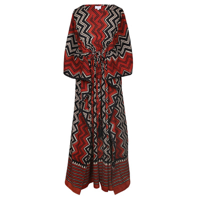 Darjeeling Chai Maxi Kaftan Dress NATURAL DYES FINAL SALE or STORE CREDIT